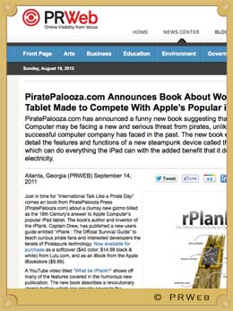 PiratePalooza.com Announces Book About Wooden Tablet Made to Compete With Apple�s Popular iPad 